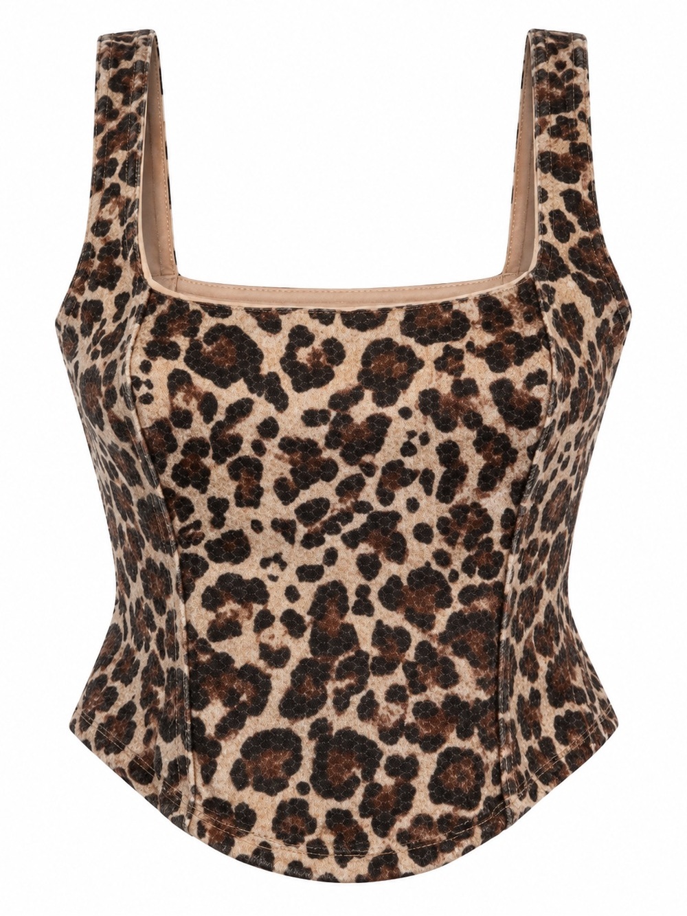 Leopard Sequin Square-Neck Camisole - Brown
